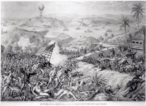 エルカニーの捕獲、エルパソとサンティアゴの要塞、1898年7月 作： American School